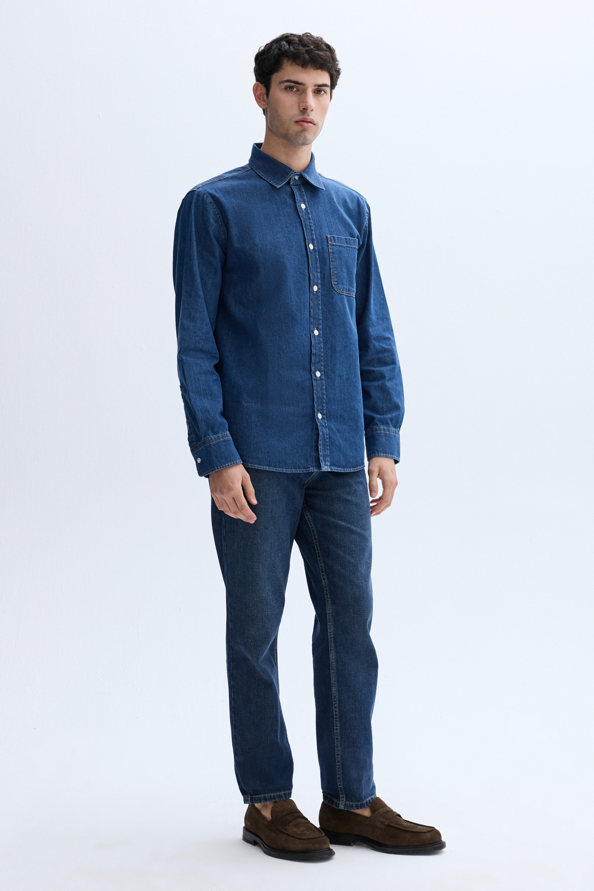 REGULAR FIT UZUN KOLLU JEAN GÖMLEK