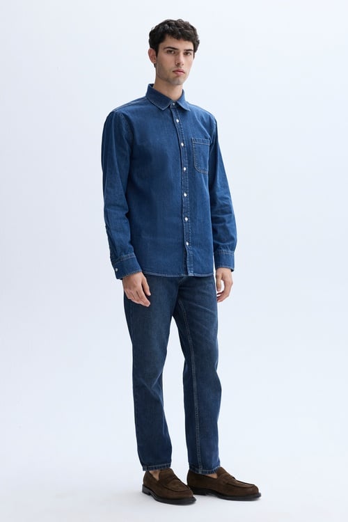 REGULAR FIT UZUN KOLLU JEAN GÖMLEK