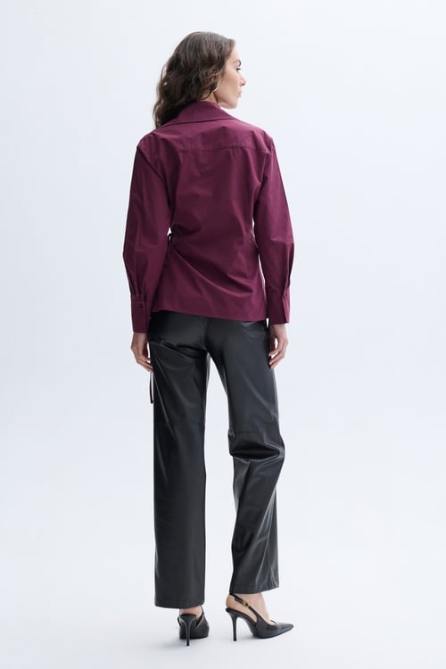 KRUVAZE BAĞLAMA DETAYLI GÖMLEK