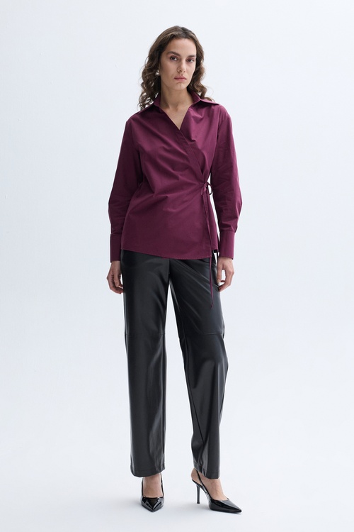 KRUVAZE BAĞLAMA DETAYLI GÖMLEK