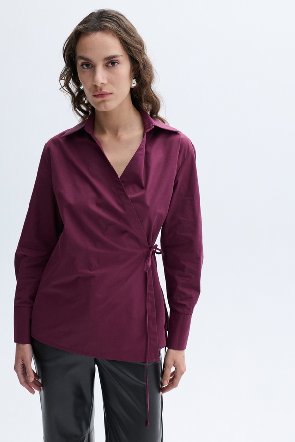 KRUVAZE BAĞLAMA DETAYLI GÖMLEK