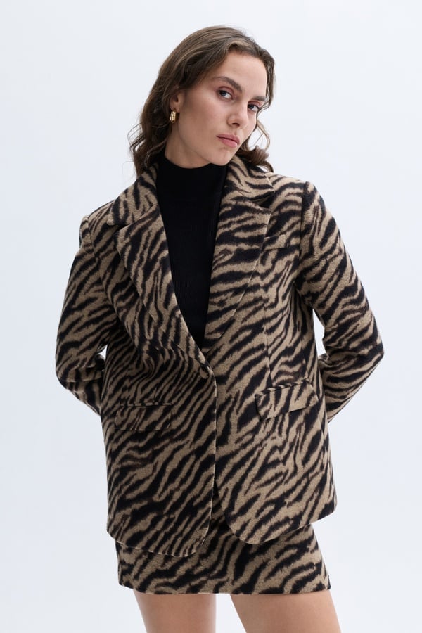 BASKILI DOKULU OVERSIZE BLAZER CEKET