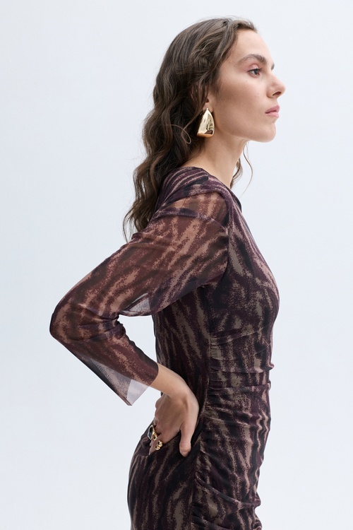 BASKILI DAR UZUN ELBİSE