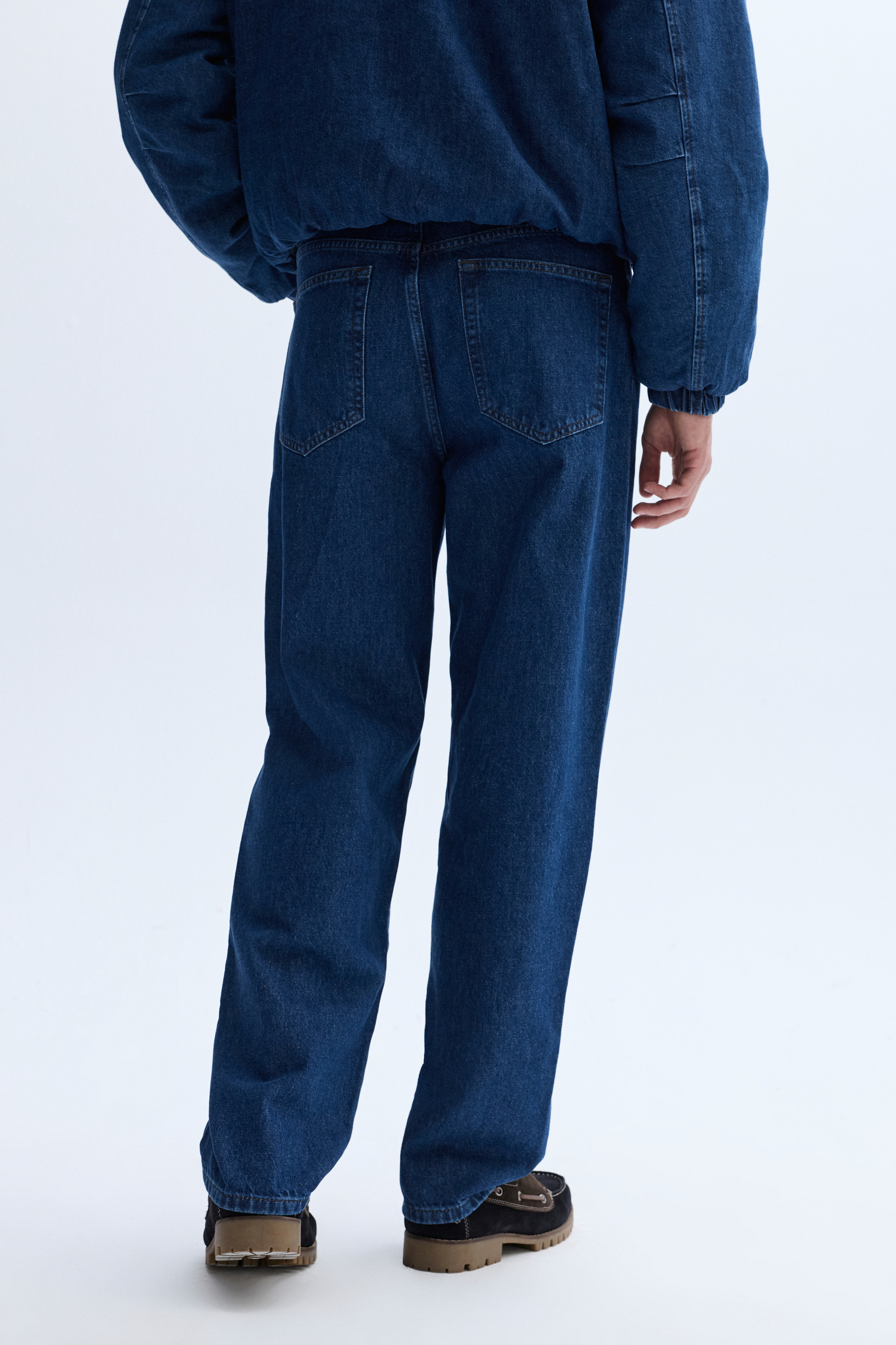 Erkek Koyu İndigo Loose Fit Jean Pantolon