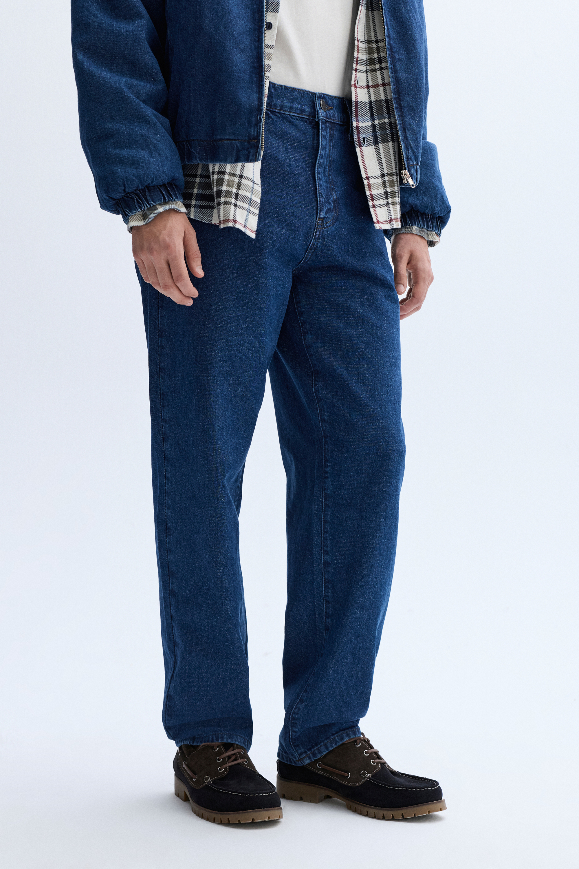 Erkek Koyu İndigo Loose Fit Jean Pantolon
