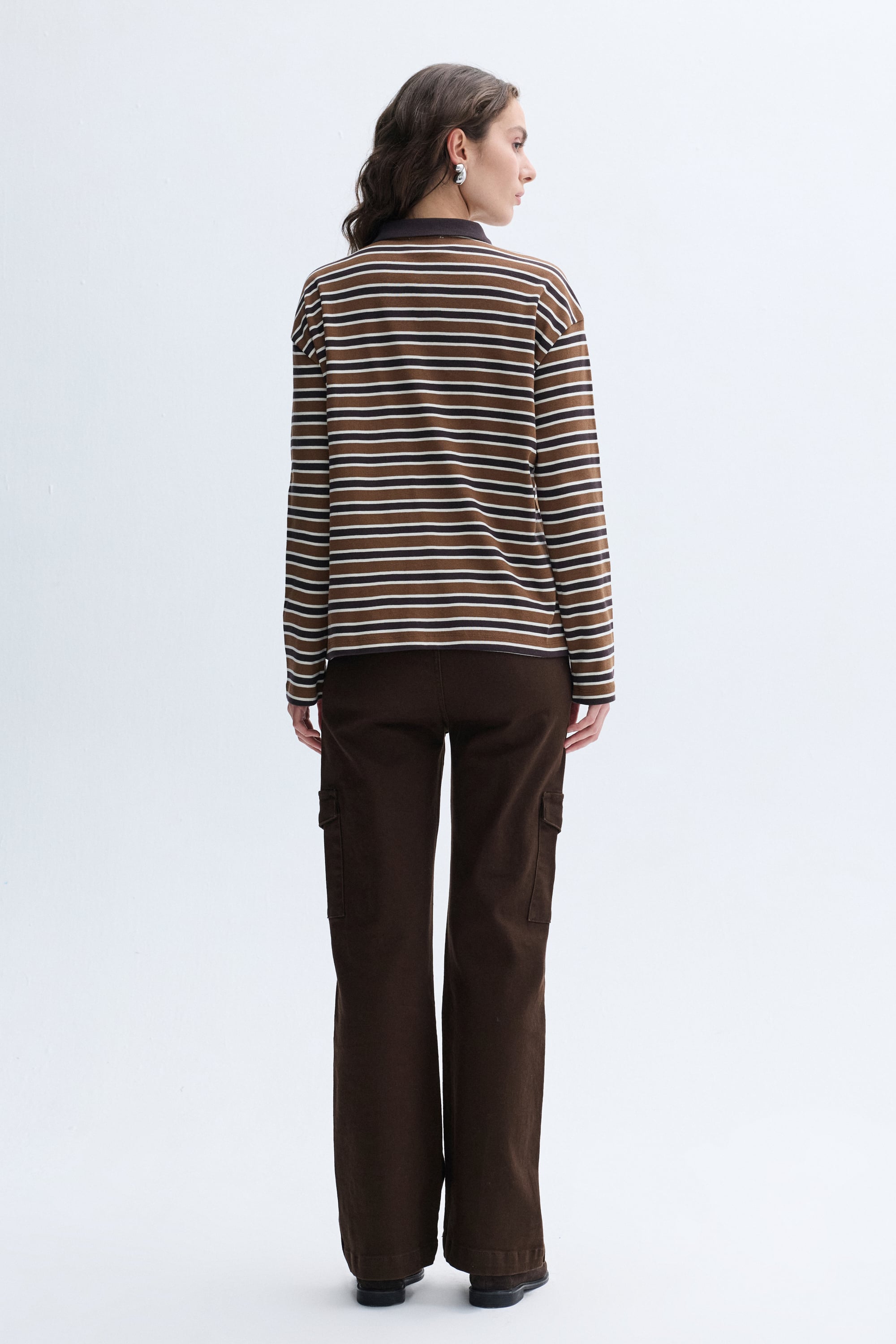 ÇİZGİLİ POLO YAKA SWEATSHIRT