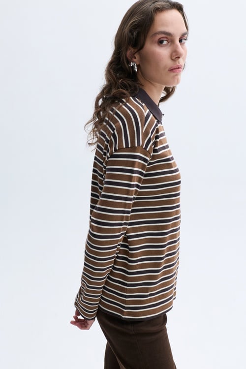 ÇİZGİLİ POLO YAKA SWEATSHIRT