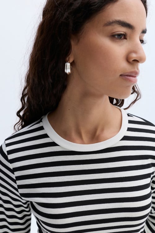 ÇİZGİLİ BİSİKLET YAKA UZUN KOLLU T-SHIRT