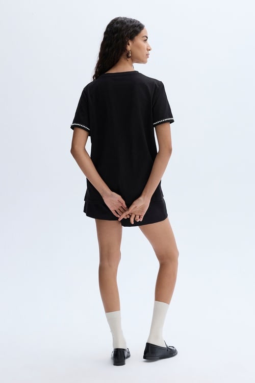 TAŞLI BİSİKLET YAKA T-SHIRT