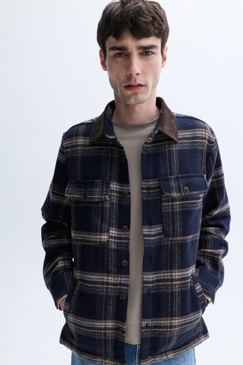 JAKARLI KADİFE YAKA GÖMLEK CEKET