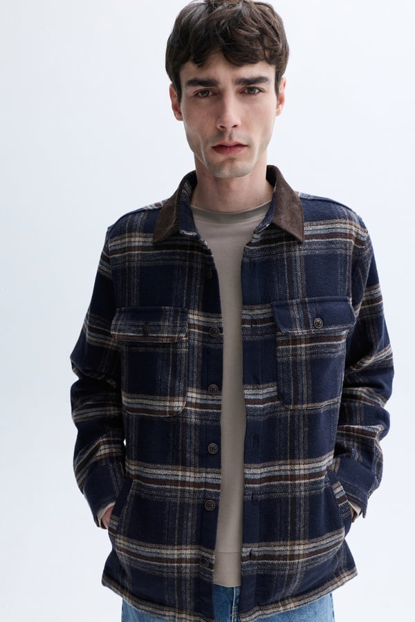 JAKARLI KADİFE YAKA GÖMLEK CEKET