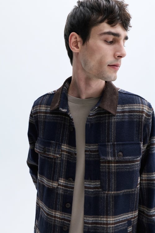 JAKARLI KADİFE YAKA GÖMLEK CEKET