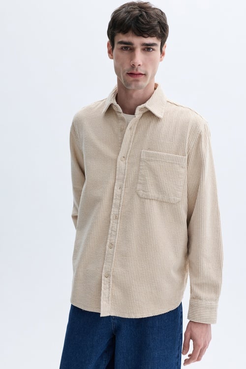 REGULAR FIT UZUN KOLLU KADİFE GÖMLEK
