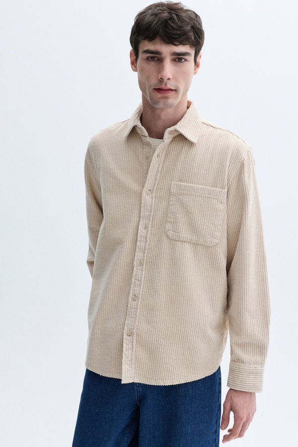 REGULAR FIT UZUN KOLLU KADİFE GÖMLEK