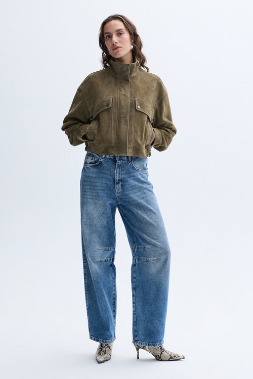  HAKİKİ DERİ OVERSIZE TRUCKER CEKET