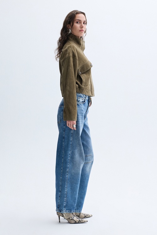  HAKİKİ DERİ OVERSIZE TRUCKER CEKET