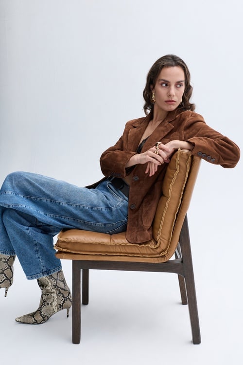 LOOSE FIT HAKİKİ DERİ BLAZER CEKET