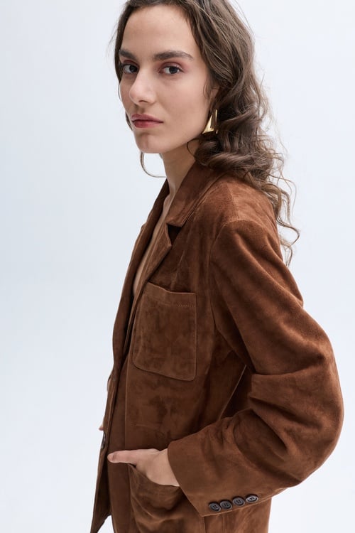 LOOSE FIT HAKİKİ DERİ BLAZER CEKET