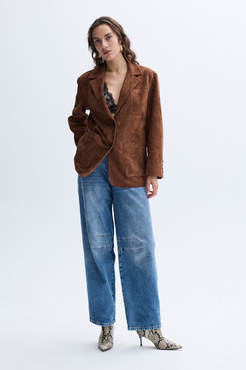  LOOSE FIT HAKİKİ DERİ BLAZER CEKET