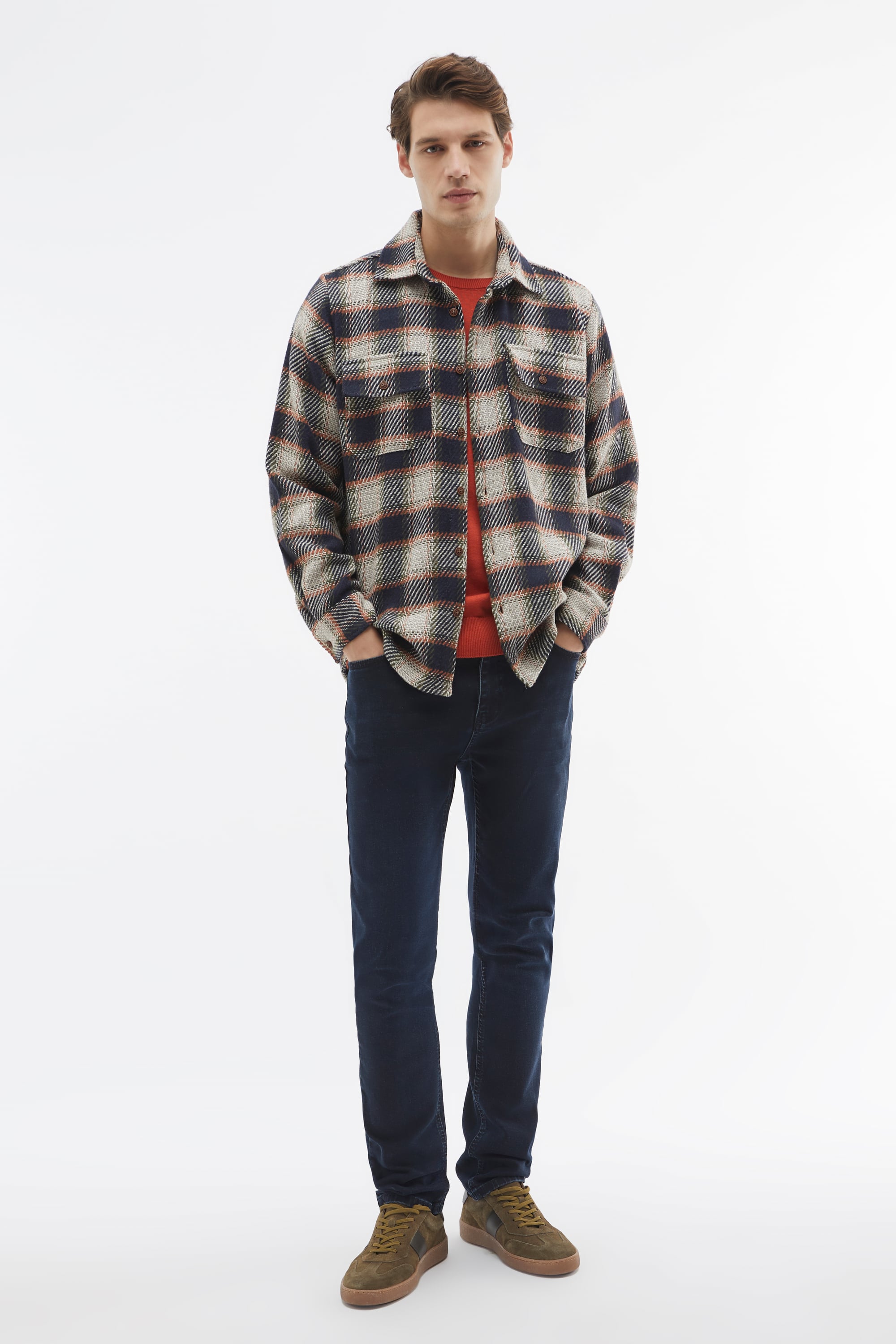 ÇİFT CEPLİ DOKULU REGULAR FIT UZUN KOLLU GÖMLEK