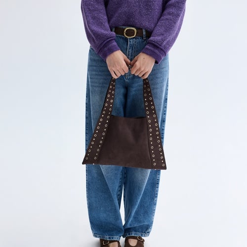 SÜET GÖRÜNÜMLÜ ZIMBALI EL ÇANTASI