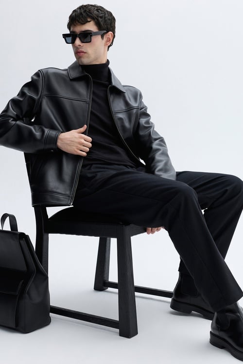 FERMUARLI HAKİKİ DERİ CEKET