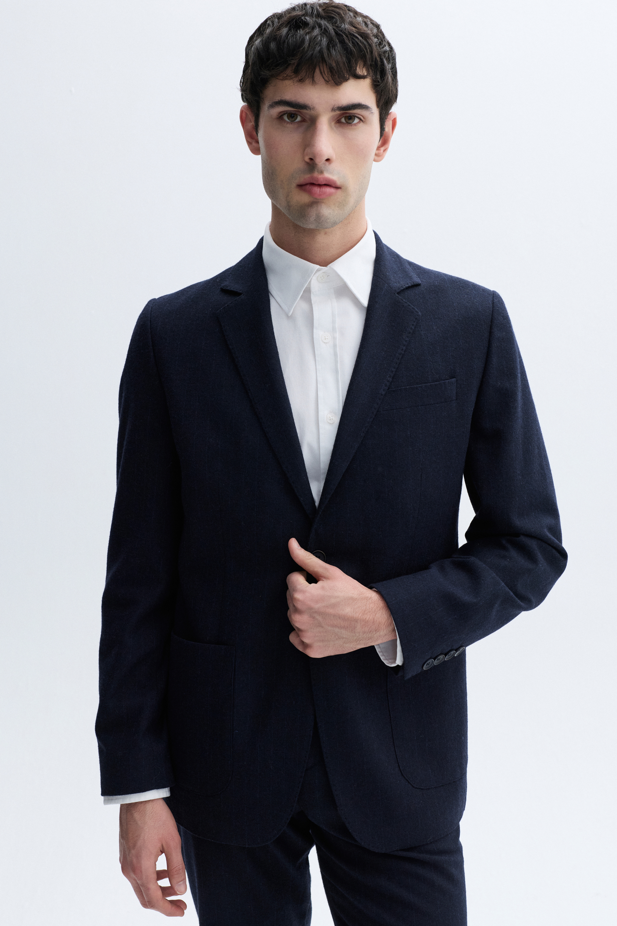 YÜN KARIŞIMLI ÇİZGİLİ BLAZER CEKET