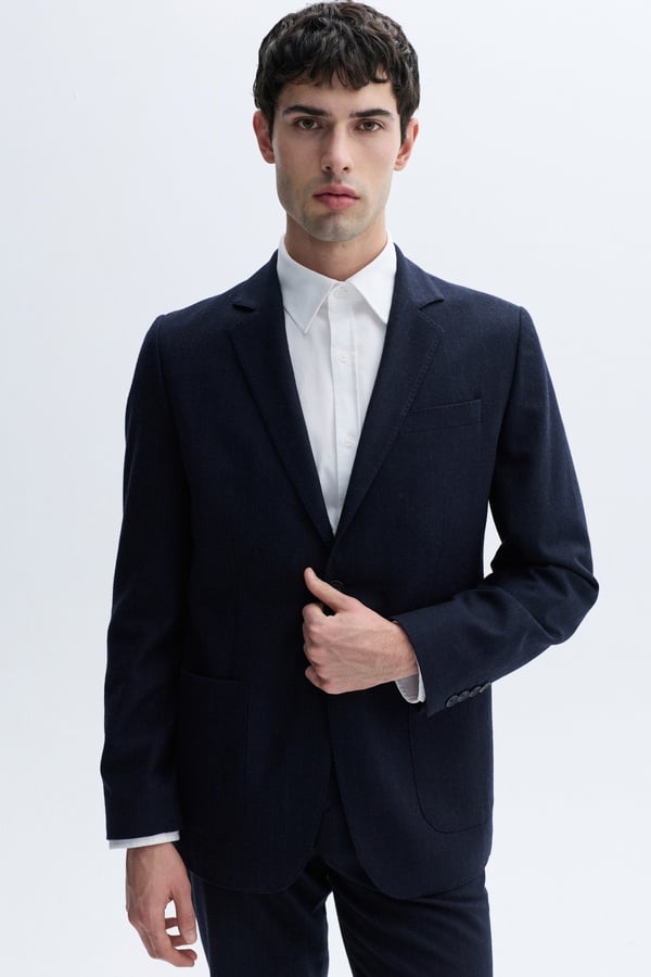 YÜN KARIŞIMLI ÇİZGİLİ BLAZER CEKET