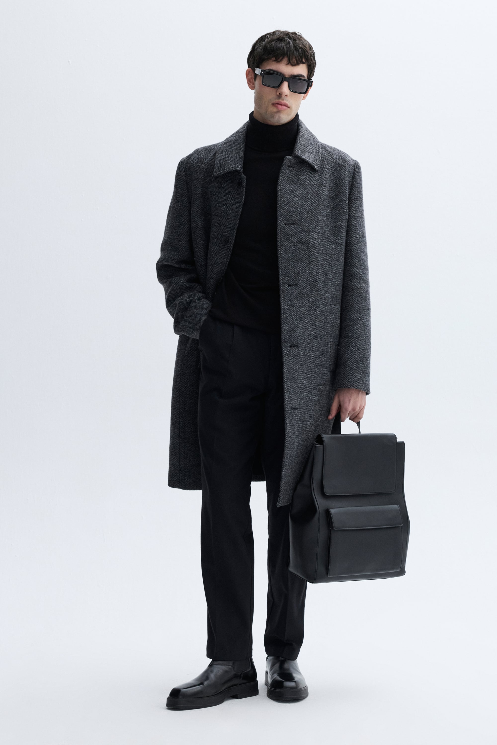 JAKARLI YÜN KARIŞIMLI UZUN KAŞE KABAN