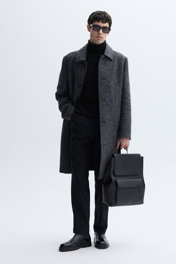 JAKARLI YÜN KARIŞIMLI UZUN KAŞE KABAN