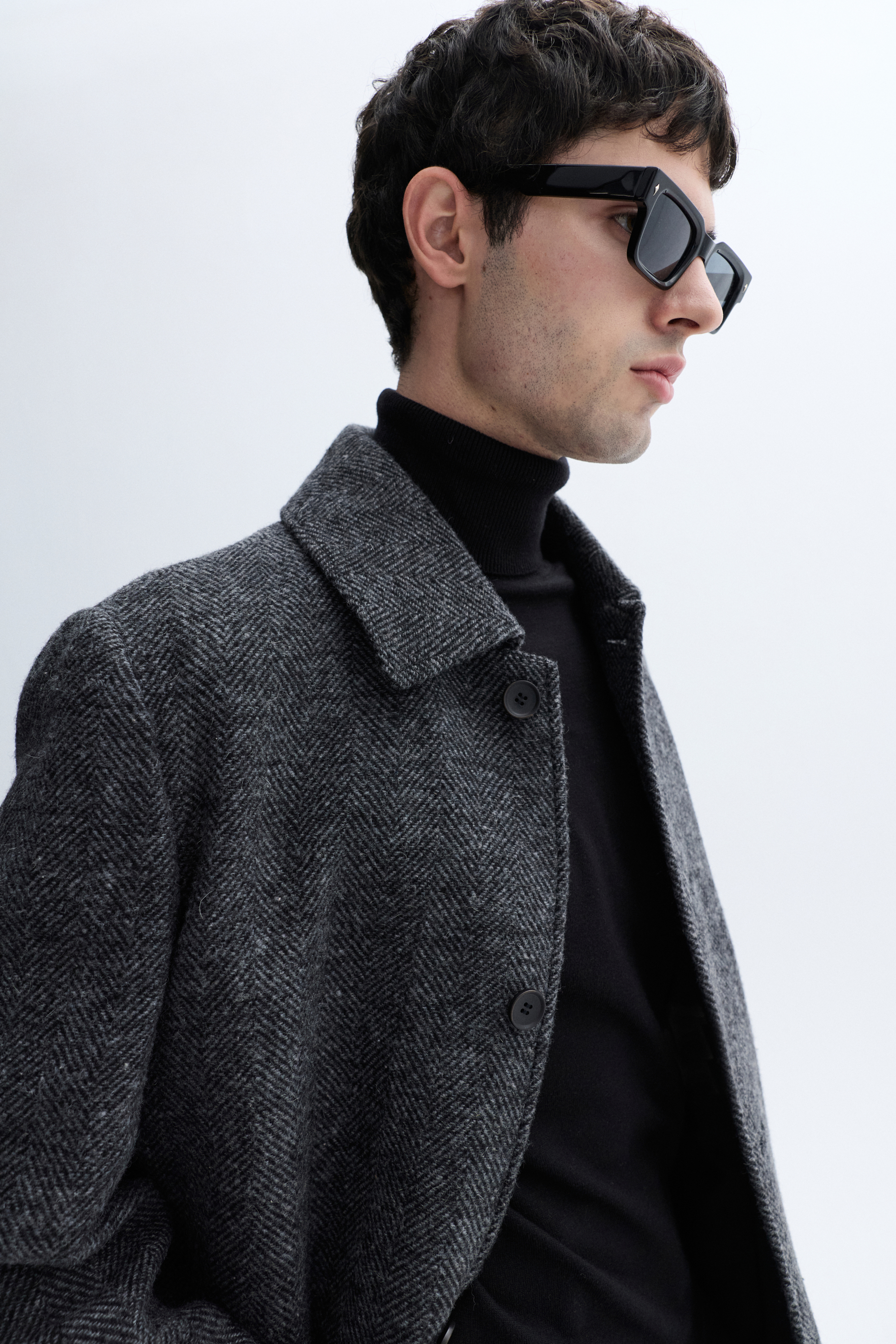 JAKARLI YÜN KARIŞIMLI UZUN KAŞE KABAN