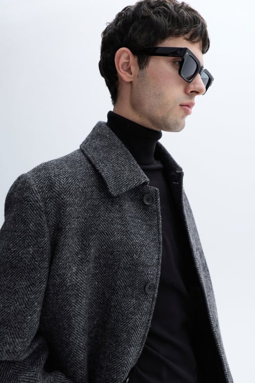 JAKARLI YÜN KARIŞIMLI UZUN KAŞE KABAN