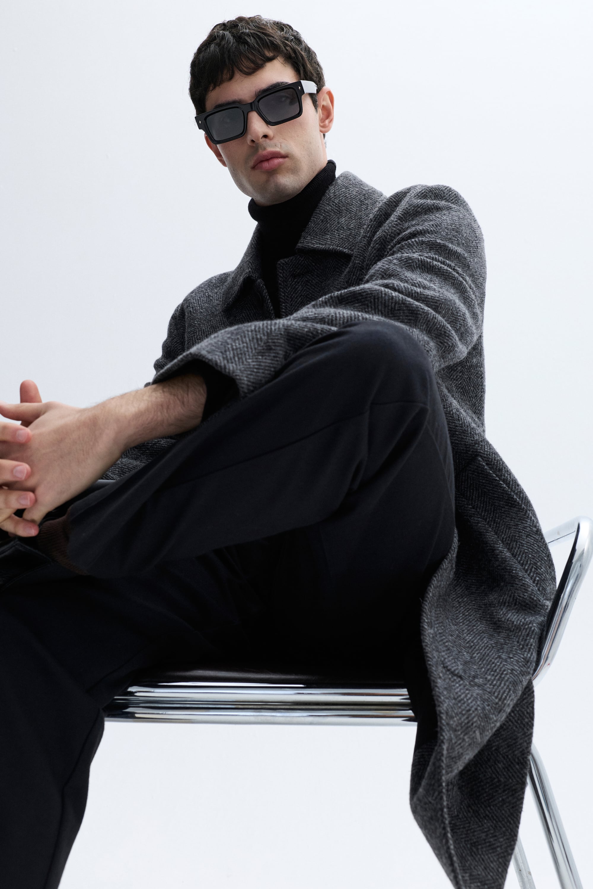 JAKARLI YÜN KARIŞIMLI UZUN KAŞE KABAN