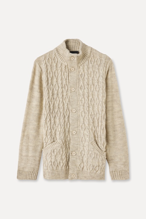 ÖRGÜLÜ DİK YAKA HIRKA