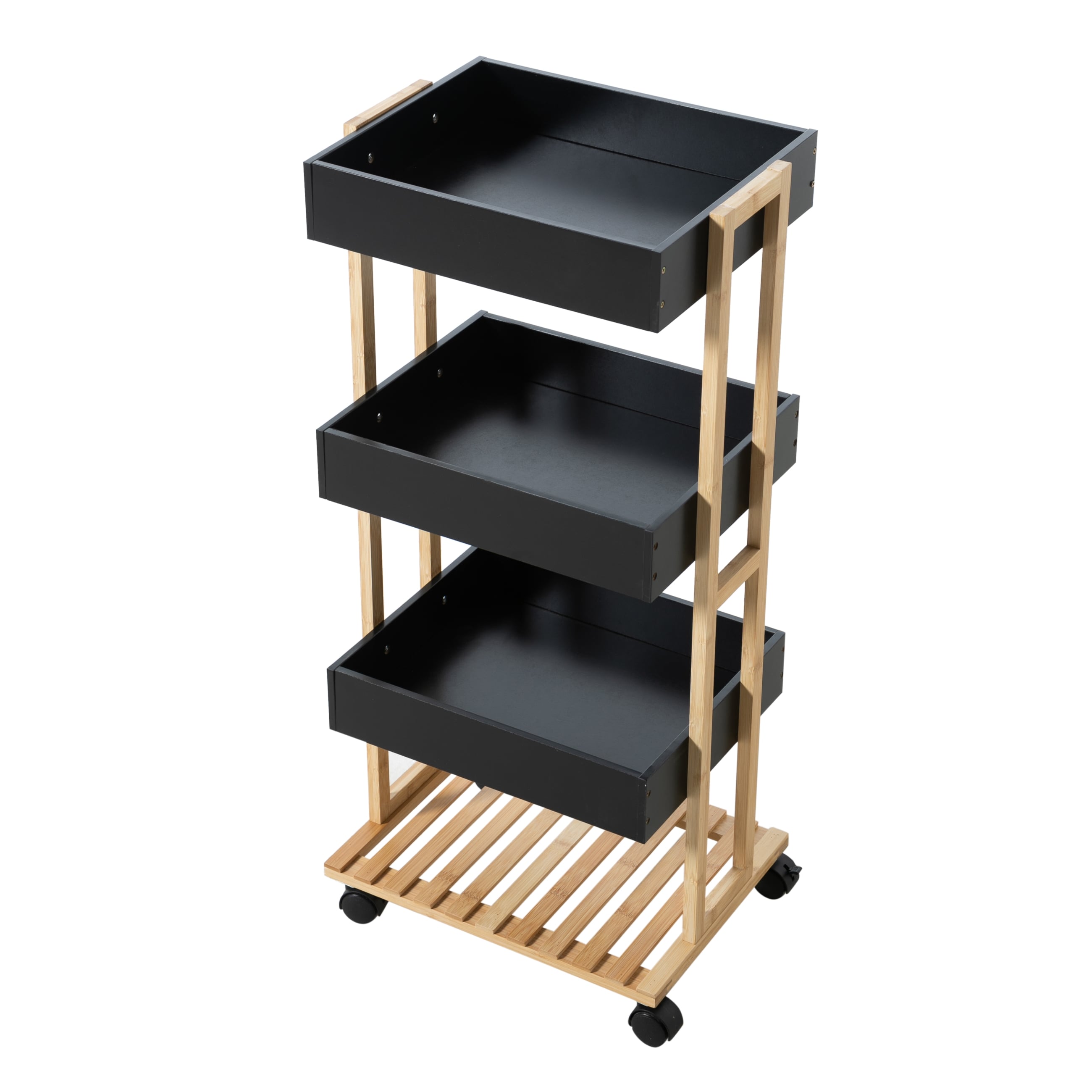 BOHO SİYAH TEZGAHLI 4 KATLI ETAJER