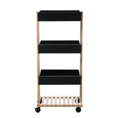  BOHO SİYAH TEZGAHLI 4 KATLI ETAJER