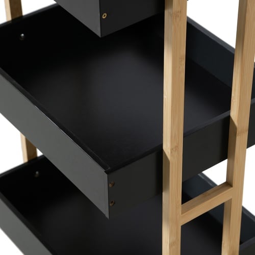  BOHO SİYAH TEZGAHLI 4 KATLI ETAJER