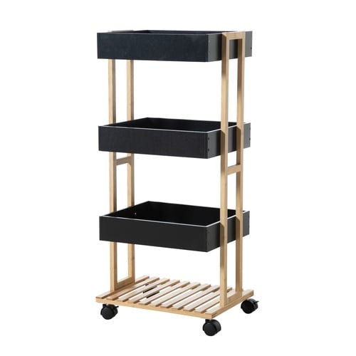  BOHO SİYAH TEZGAHLI 4 KATLI ETAJER