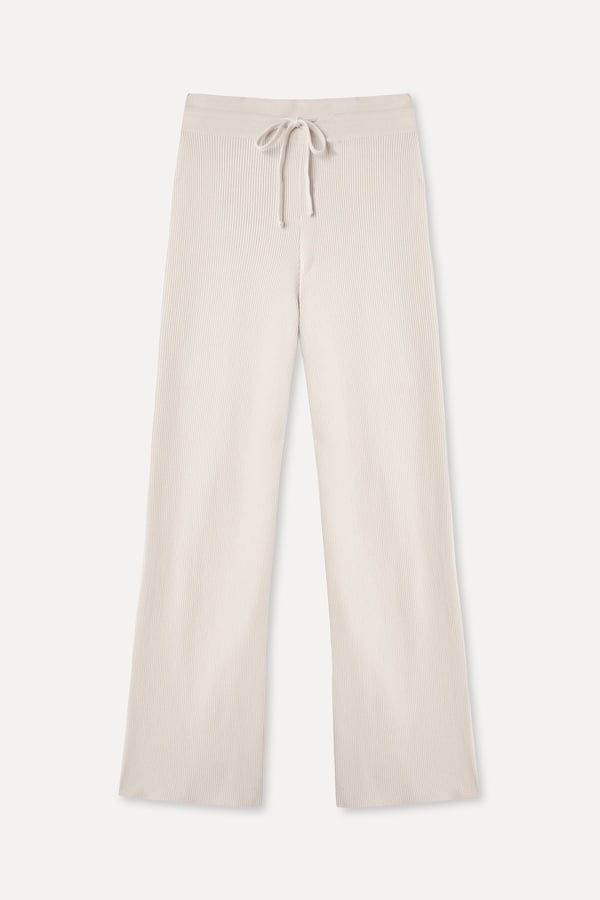 WIDE LEG BELİ BAĞLAMALI FİTİLLİ PANTOLON