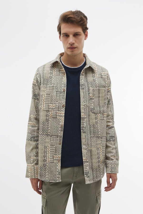 ETNİK BASKILI REGULAR FIT UZUN KOLLU GÖMLEK