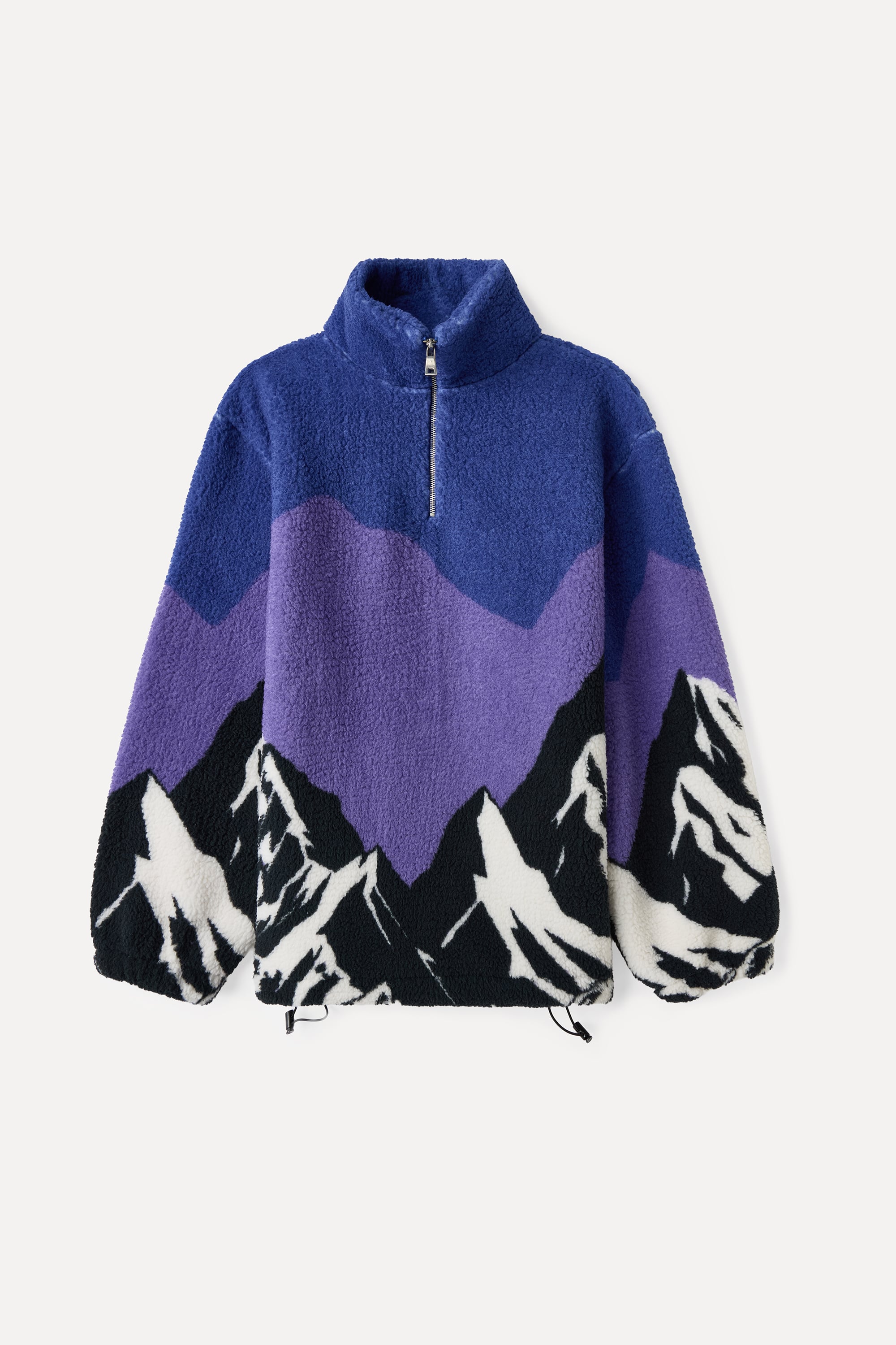 BASKILI OVERSIZE DİK YAKA PELÜŞ SWEATSHIRT