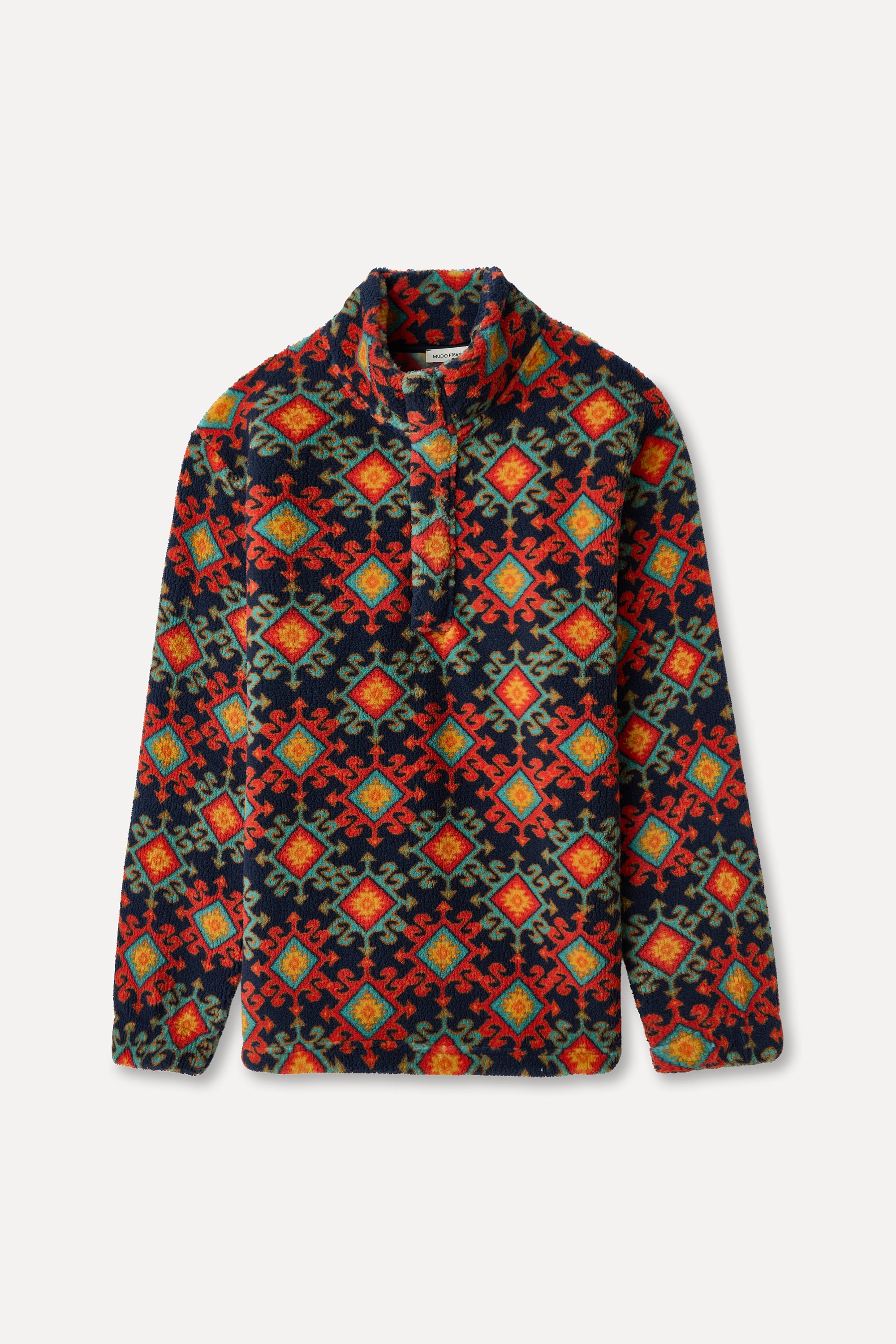 COMFORT FIT BASKILI DİK YAKA PELÜŞ SWEATSHIRT