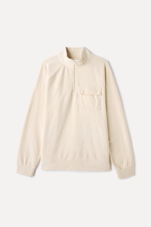 COMFORT FIT FERMUARLI DİK YAKA SWEATSHIRT