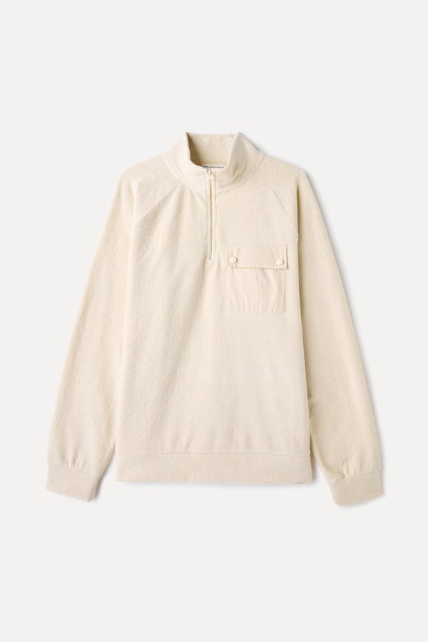 COMFORT FIT FERMUARLI DİK YAKA SWEATSHIRT