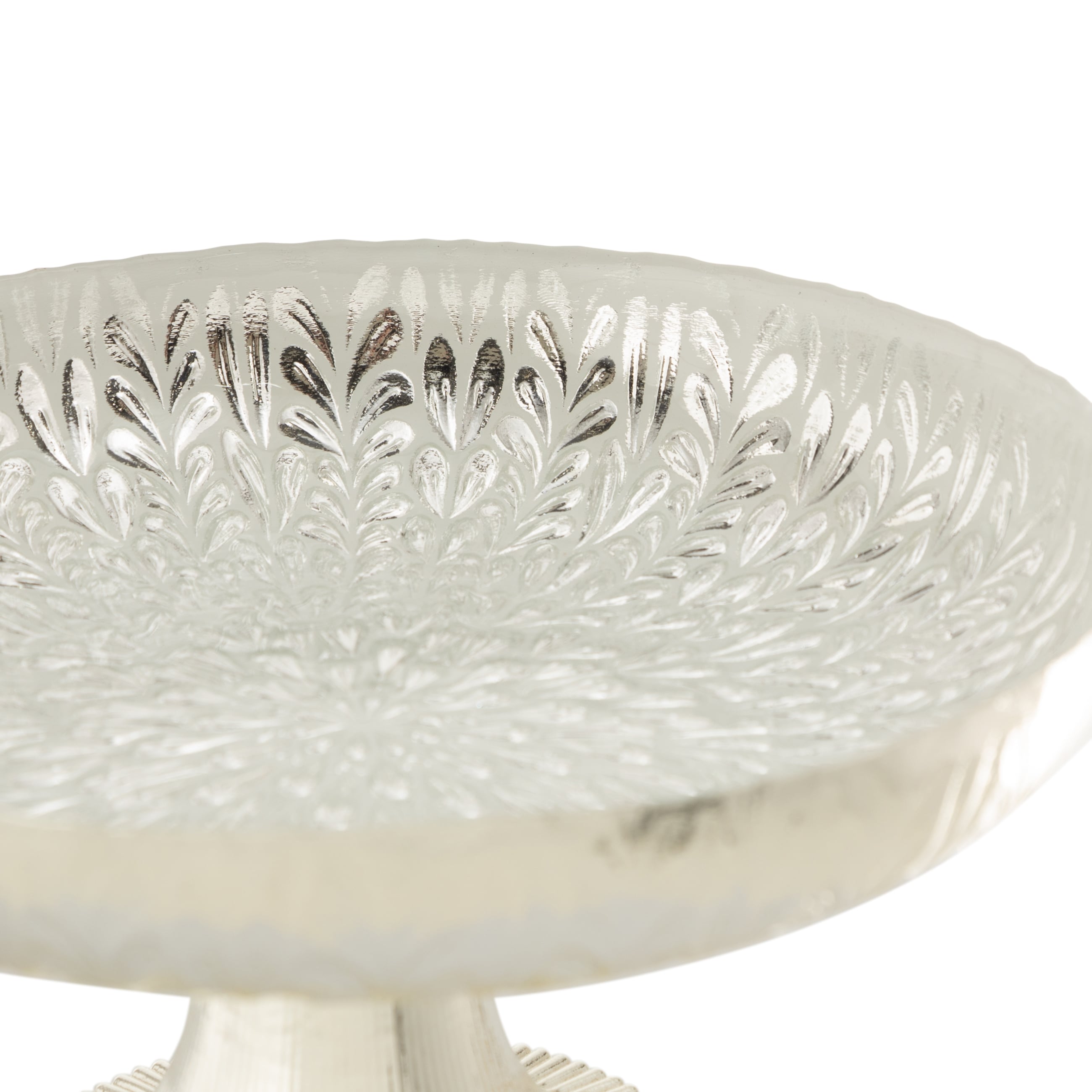 SILVER FLOWER AYAKLI SUNUM TABAĞI 21 CM