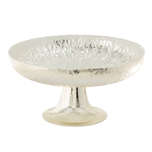 SILVER FLOWER AYAKLI SUNUM TABAĞI 21 CM