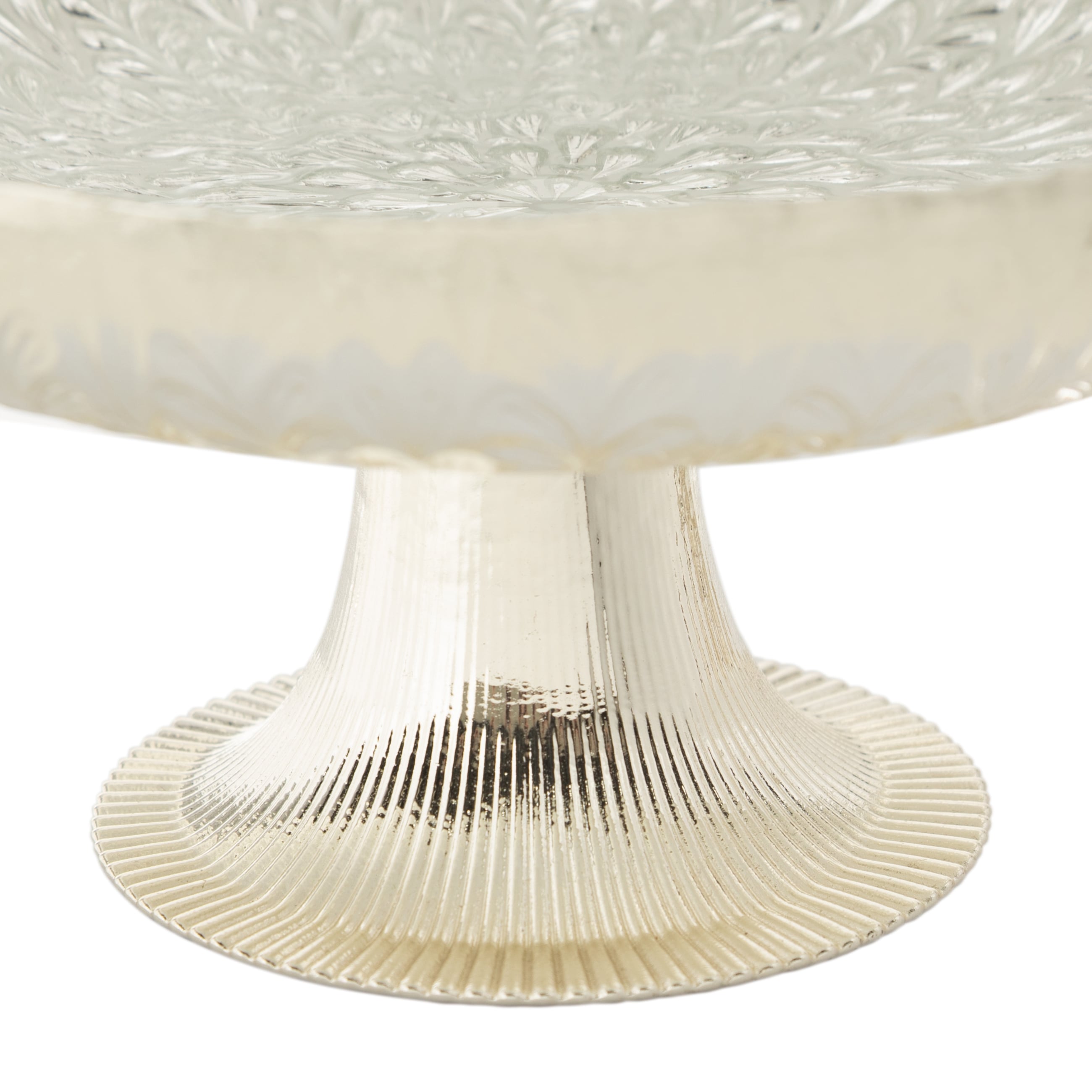 SILVER FLOWER AYAKLI SUNUM TABAĞI 21 CM