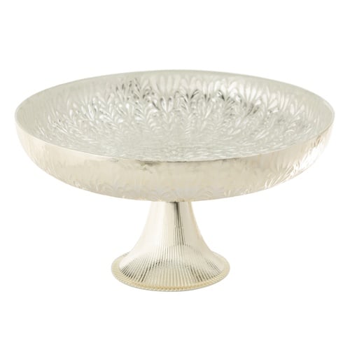 SILVER FLOWER AYAKLI SUNUM TABAĞI 28 CM