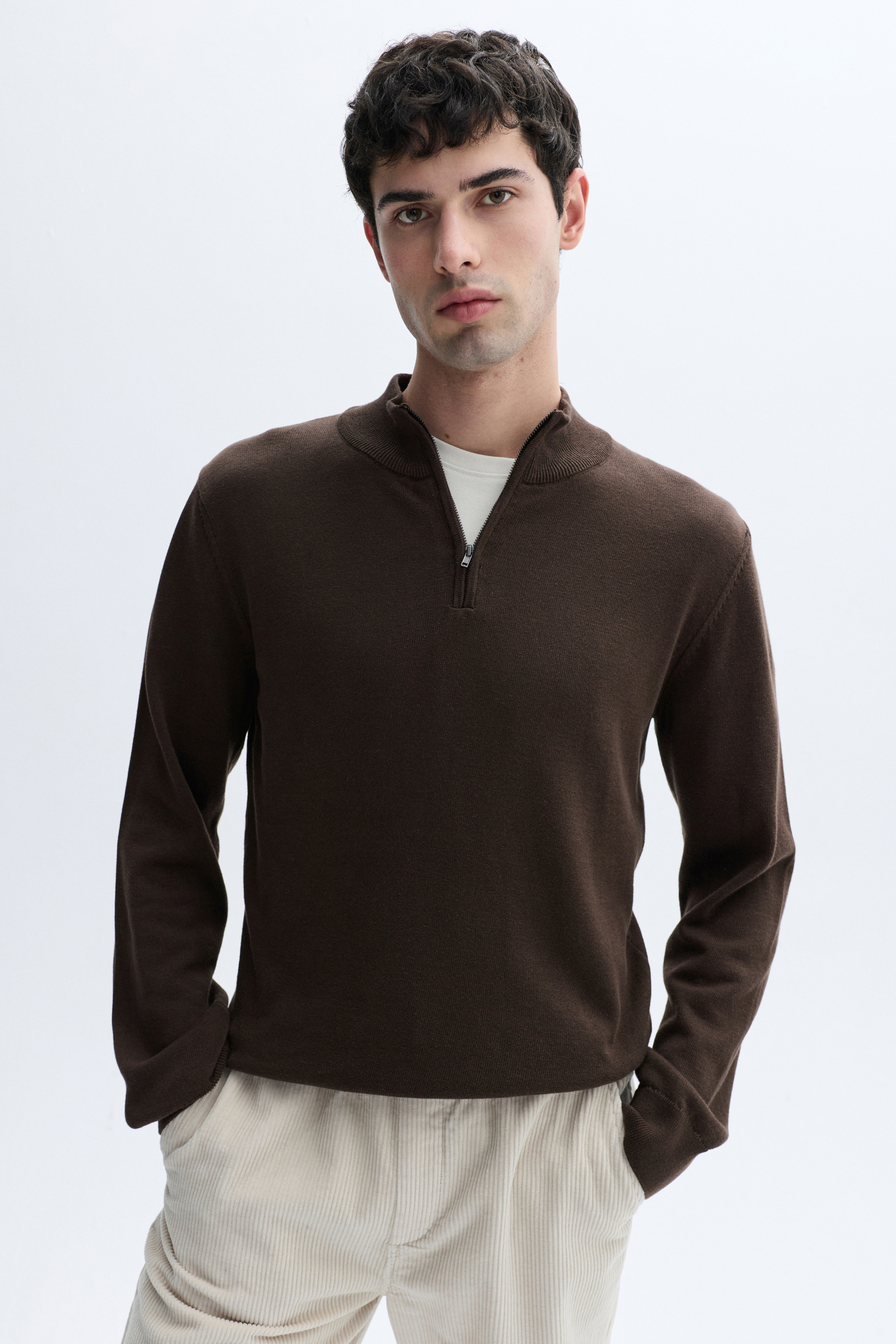 FERMUARLI DİK YAKA TRİKO KAZAK