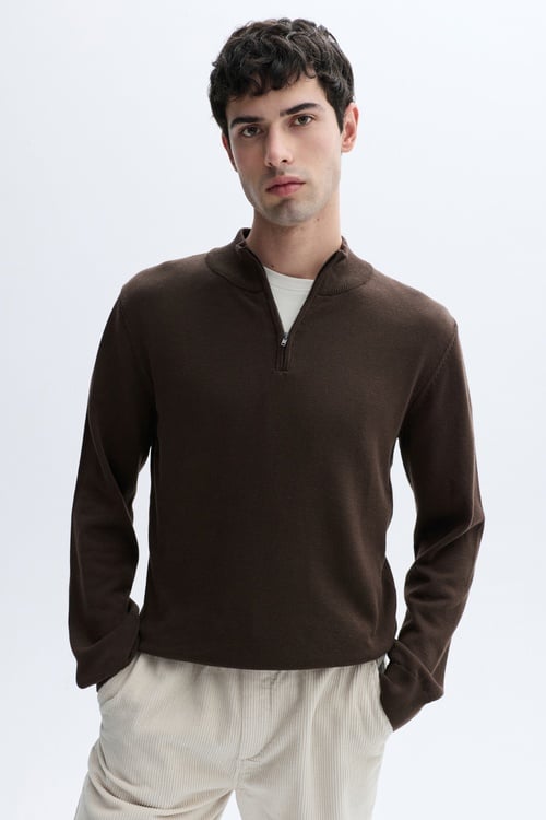 FERMUARLI DİK YAKA TRİKO KAZAK